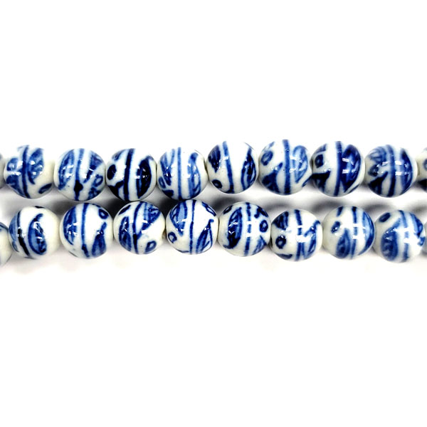 PORCELAIN ROUND 08MM WHITE AND BLUE